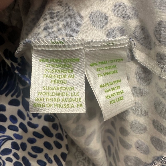 LILLY PULITZER WOMEN’S TOP SIZE SMALL BLUE WHITE PRINT 3/4 SLEEVE BLOUSE - Picture 7 of 7